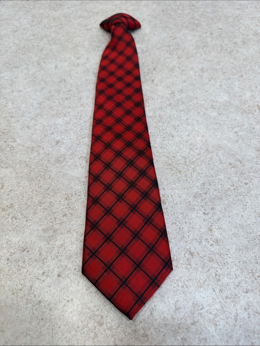 BNWOT CHEROKEE BOYS BLACK & RED DIAMOND WOVEN CLIP ON TIE SIZE LARGE 12-14